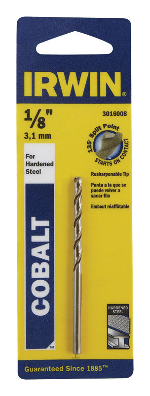 Irwin 1/8 in. X 2-3/4 in. L Cobalt Alloy Steel Drill Bit Straight Shank 1 pc