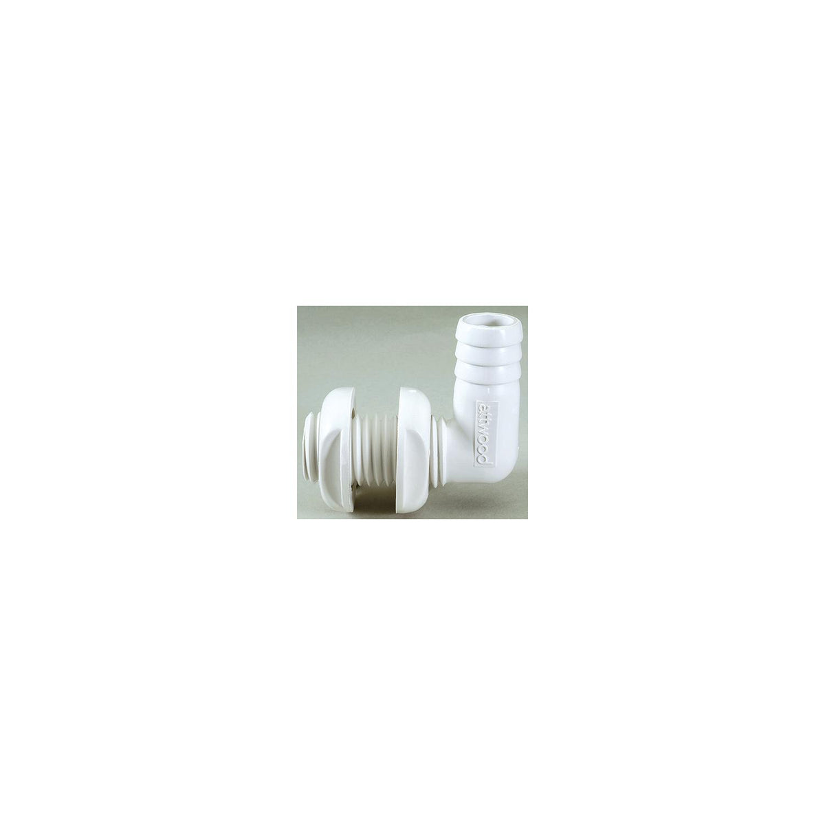 Attwood Thru Hull Connector For Hose, White, 90 Degree - 3/4″