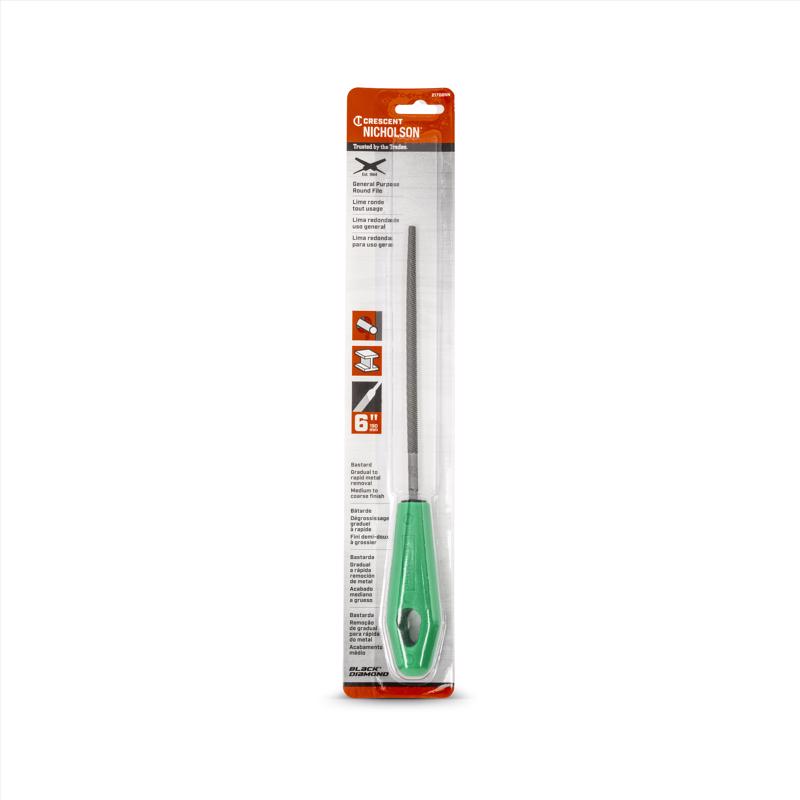 Crescent Nicholson 6 in. L X 1/4 in. W High Carbon Steel Bastard Single Cut/ Round File 1 pc