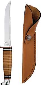 Case 381 Utility Knife with Sheath, 5 in L Blade, Stainless Steel Blade, Brown/Tan Handle