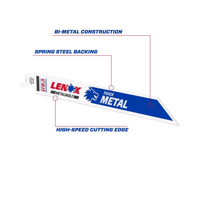Lenox METALWOLF 8 in. Bi-Metal WAVE EDGE Reciprocating Saw Blade 14 TPI 5 pk