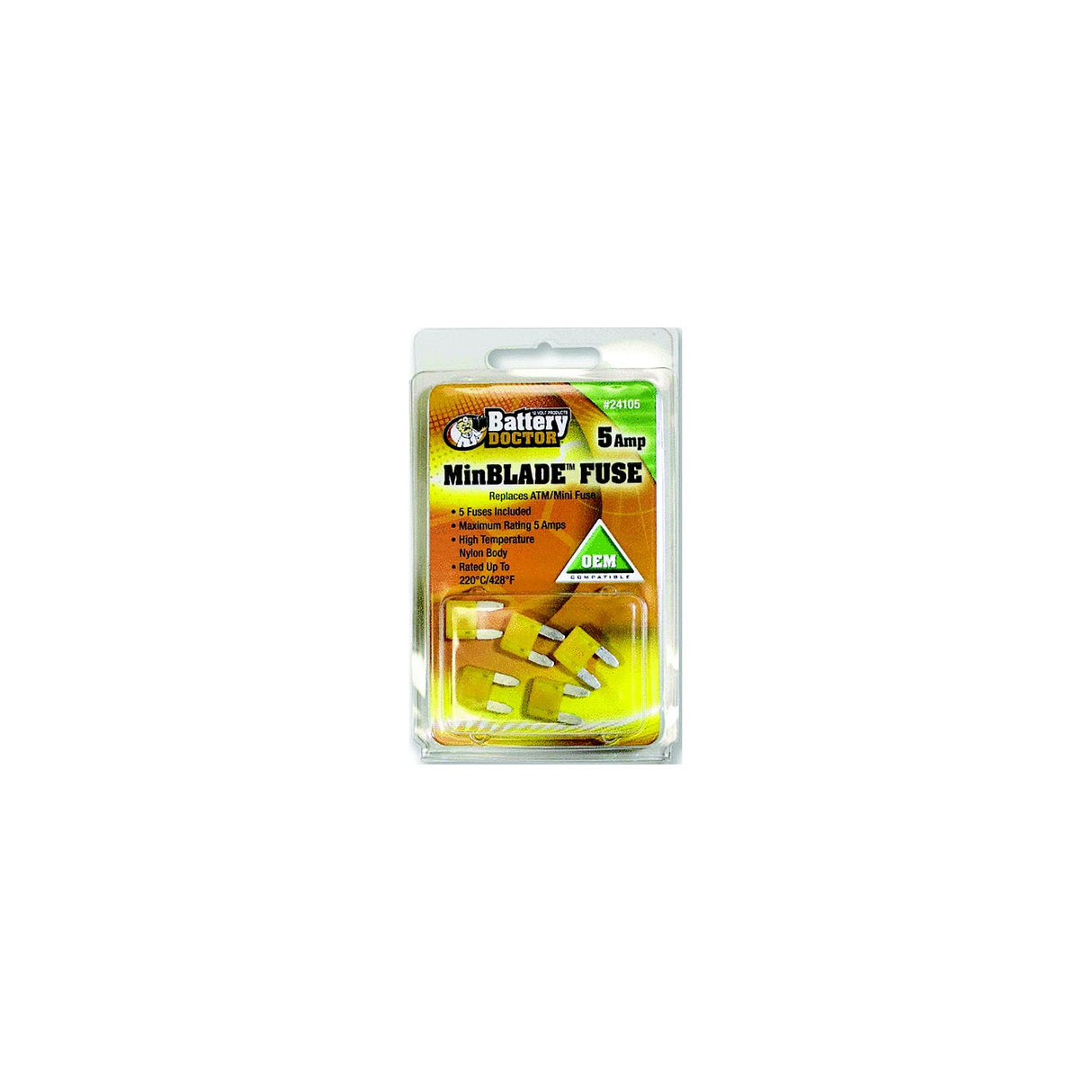 Battery Doctor Minblade Fuses, 5A, 5/Pk