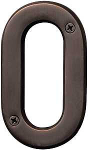Hy-Ko BR-42OWB, Prestige Series BR-42OWB/0 House Number, Character: 0, 4 in H Character, Solid Brass, Pack of 3