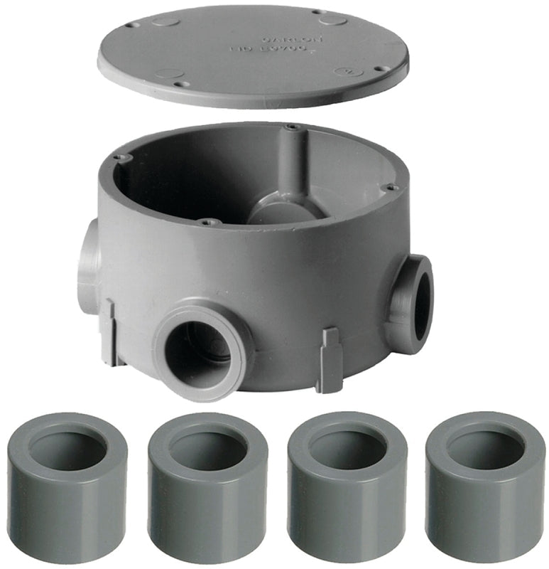 Carlon E970CDE-CTN Junction Box, 4-Knockout, 1/2 in Knockout, PVC, Ceiling, Wall