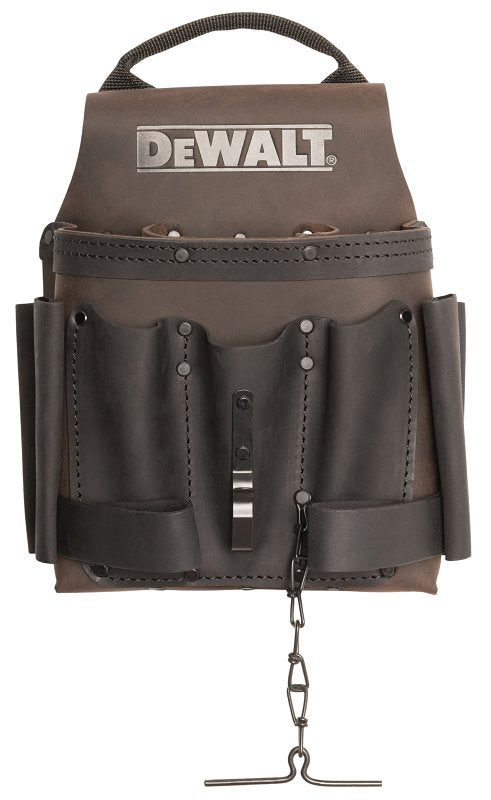 DEWALT DWST550114 Electrician Tool Pouch, 8-Pocket, Leather, 2-1/4 in W, 11-3/4 in H, 9-3/8 in D