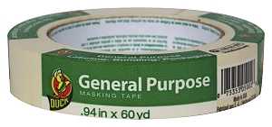 Duck 394693 Masking Tape, 60 yd L, 0.94 in W, Beige