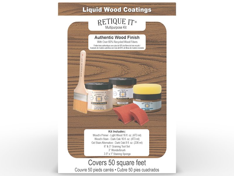Retique It RQ-WNK16-DOAK-1B Multi-Purpose Wood'n Kit, Matte, Dark Oak