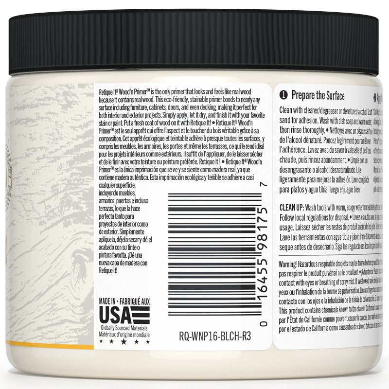 Retique It Wood'n RQ-WNP16-BLCH-R10 Primer, Bleached Wood, 16 oz