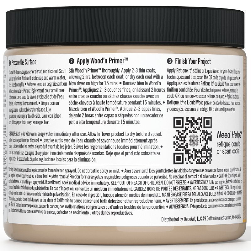 Retique It Wood'n RQ-WNP16-LITE-R10 Primer, Light Wood, 16 oz
