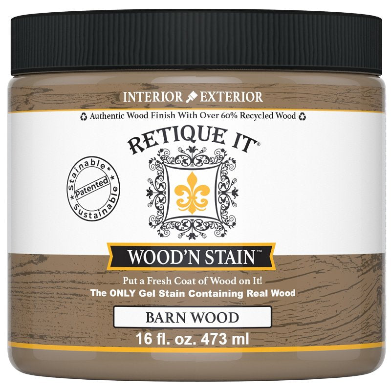 Retique It Wood'n Stain RQ-WNS16-BARN-R10 Wood Stain, Barn Wood, Gel, 16 oz