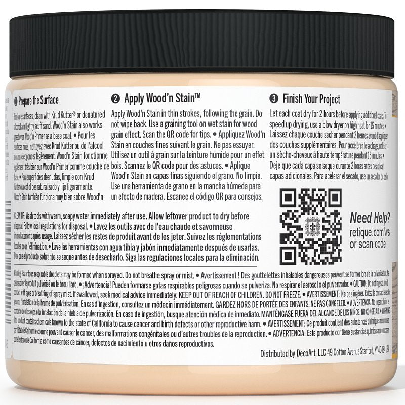 Retique It Wood'n Stain RQ-WNS16-POAK-R10 Wood Stain, Pickled Oak, Gel, 16 oz