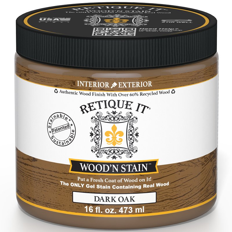 Retique It Wood'n Stain RQ-WNS16-DOAK-R10 Wood Stain, Dark Oak, Gel, 16 oz