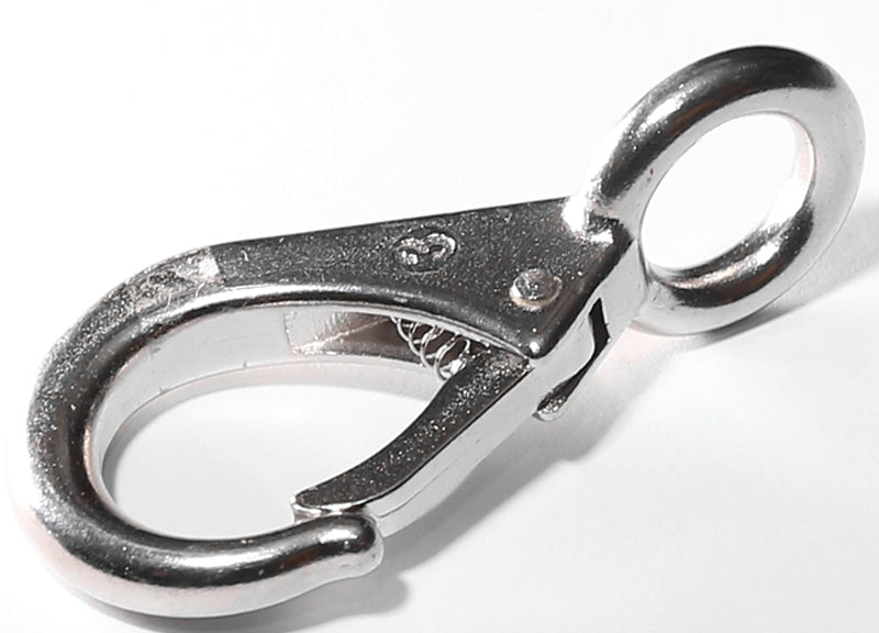 Baron 249S-2 Rigid Eye Snap, 1-1/6 in, 660 lb Working Load, Stainless Steel, Nickel-Plated