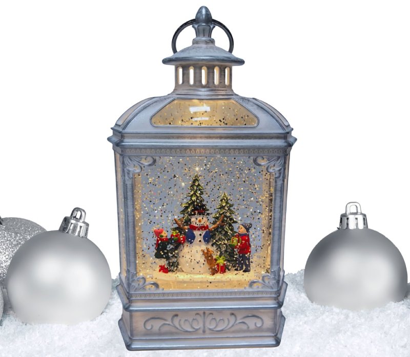 9.06IN LIGHTED SILVER LANTERN, Pack of 6