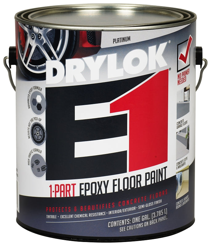 Drylok 23813 1-Part Floor Paint, Semi-Gloss, Platinum, 1 gal, Pack of 2