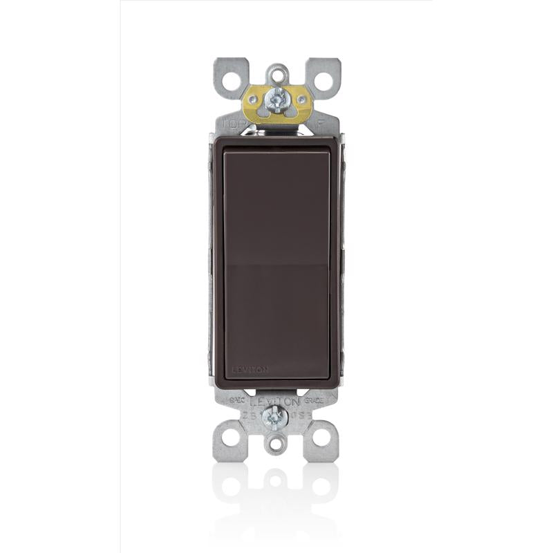 Leviton Decora 15 amps Three Pole Rocker AC Quiet Switch Brown 1 pk
