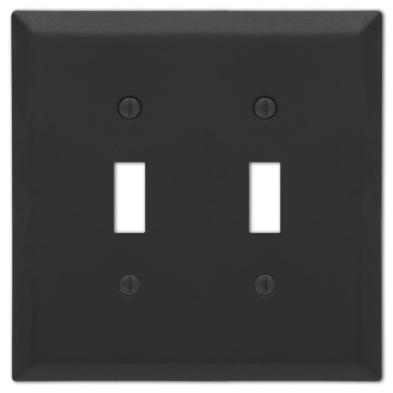 Amerelle Century Matte Black 2 gang Stamped Steel Toggle Wall Plate 1 pk