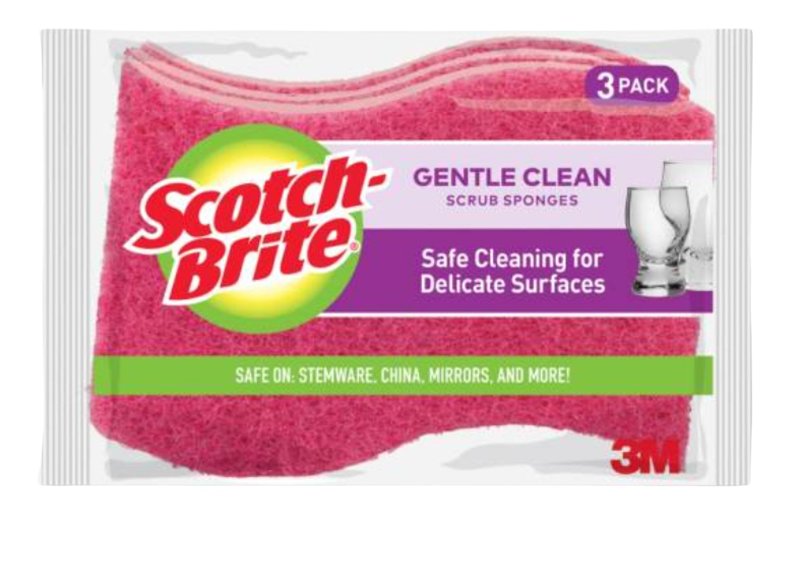 Scotch-Brite DD-3 Scrub Sponge, 4.4 in L, 2.6 in W, 0.8 in Thick, Cellulose, Pink