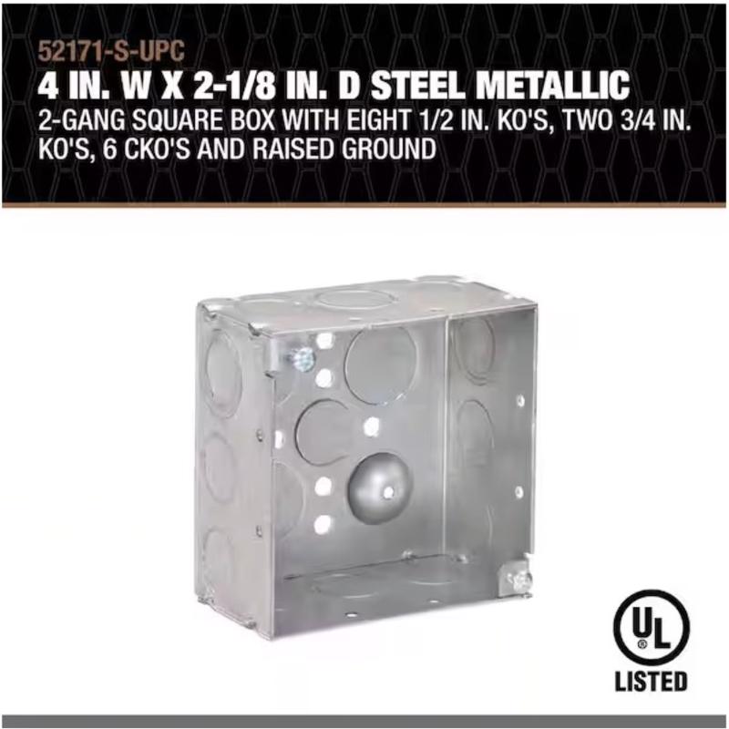 Southwire Old Work 30.3 cu in Square Galvanized Steel Electrical Box Silver