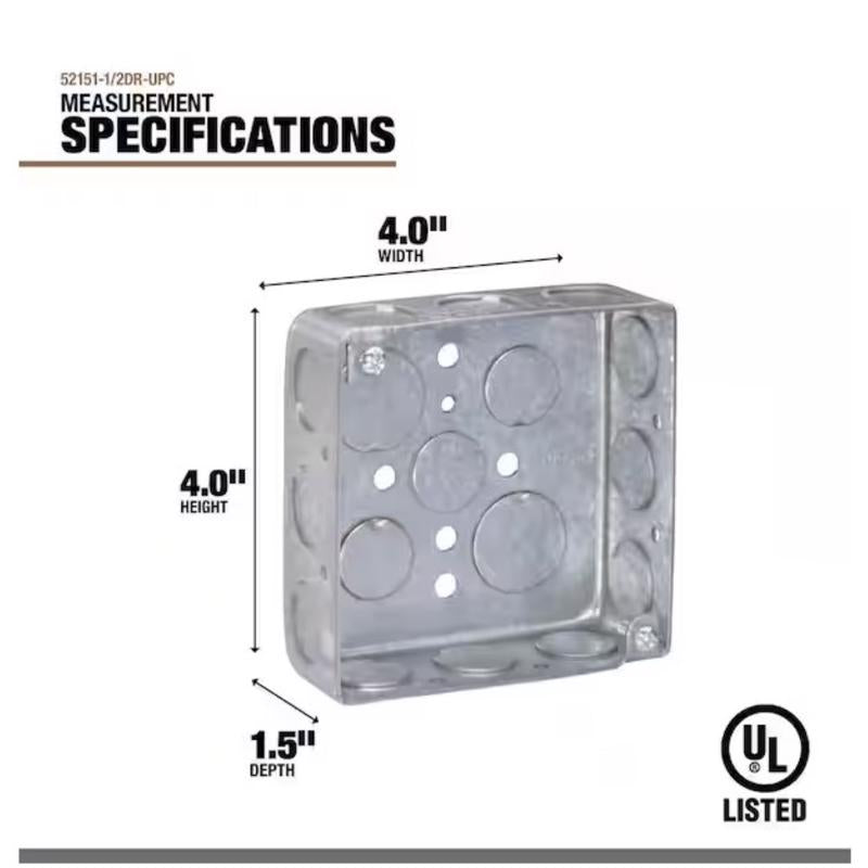 Southwire New and Old Work 21 cu in Square Galvanized Steel Box Mount Silver