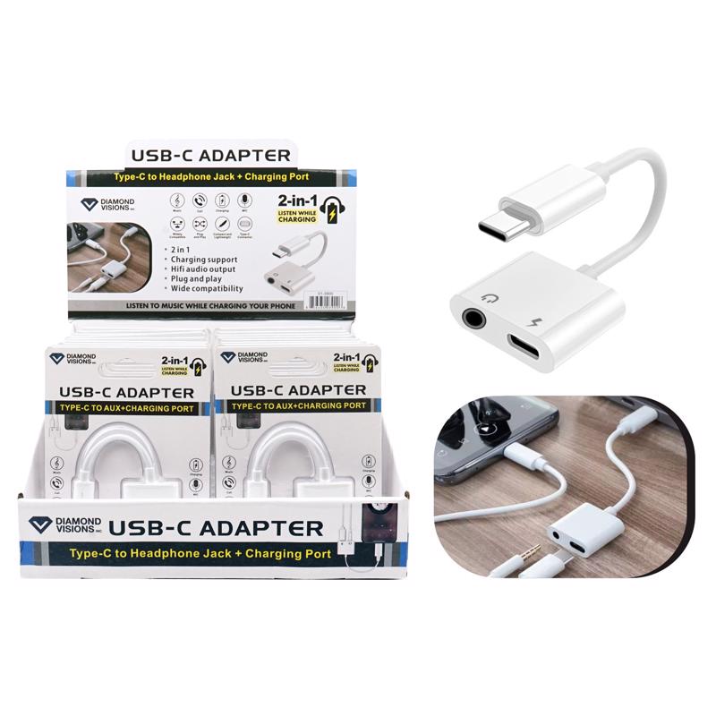 Diamond Visions White Diamond Visions Inc 2 in 1 Adapter For All Smartphones, Pack of 18