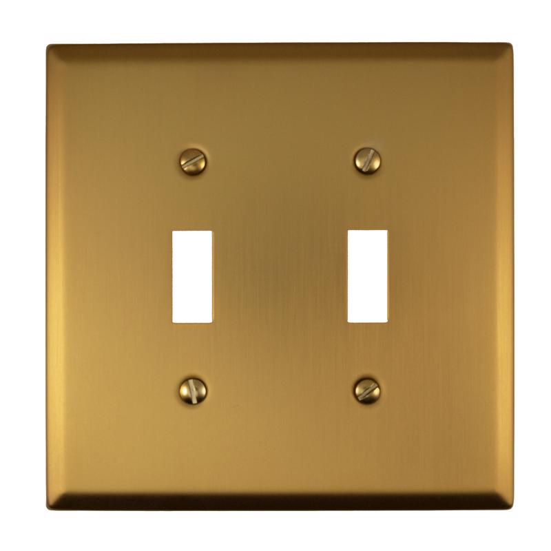Amerelle Oxford Brushed Gold 2 gang Steel Toggle Wall Plate 1 pk