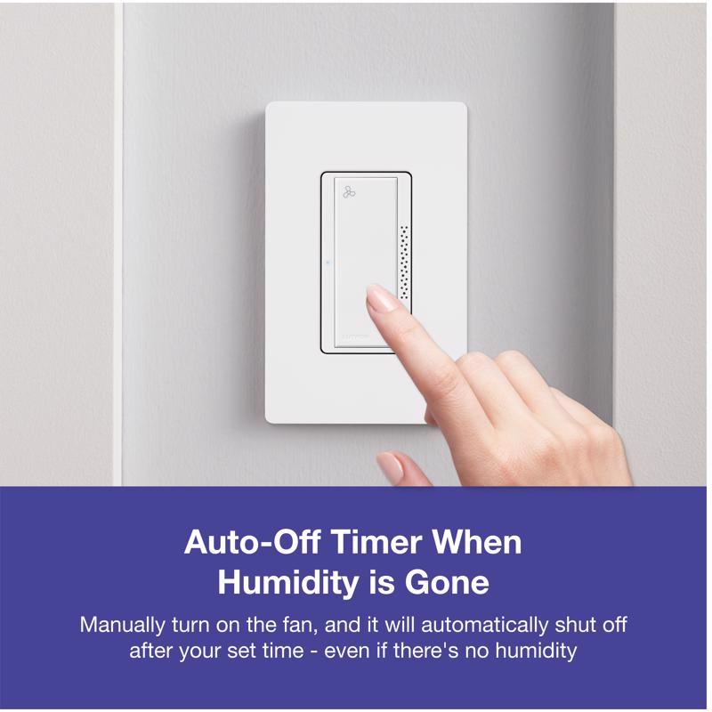 Lutron XactSense Humidity Sensor 3 amps Single Pole Bathroom Exhaust Smart-Enabled Switch White 1 pk