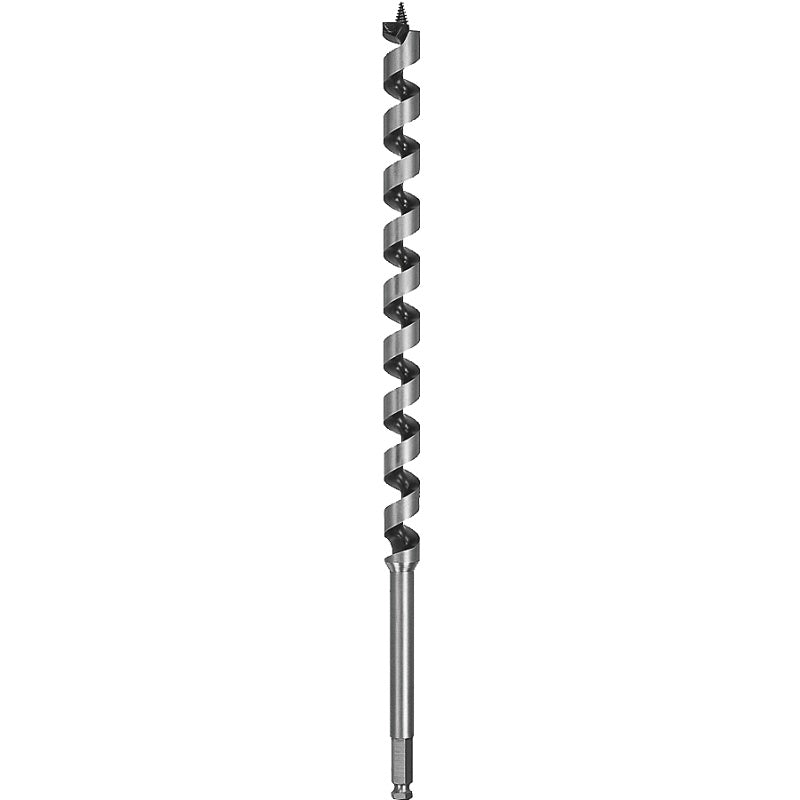 DEWALT DW1692 Auger Drill Bit, 1-1/2 in Dia, 17 in OAL, Hollow Center Flute, 7/16 in Dia Shank, Ball Groove Shank