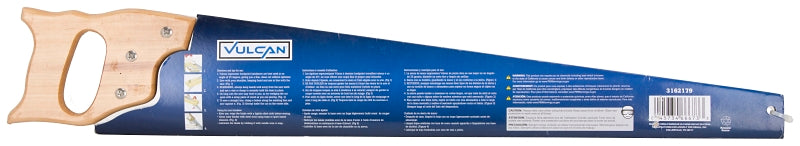 Vulcan JLO-043 Handsaw, 26 in L Blade, 8 TPI, Steel Blade, Wood Handle, Wood Handle
