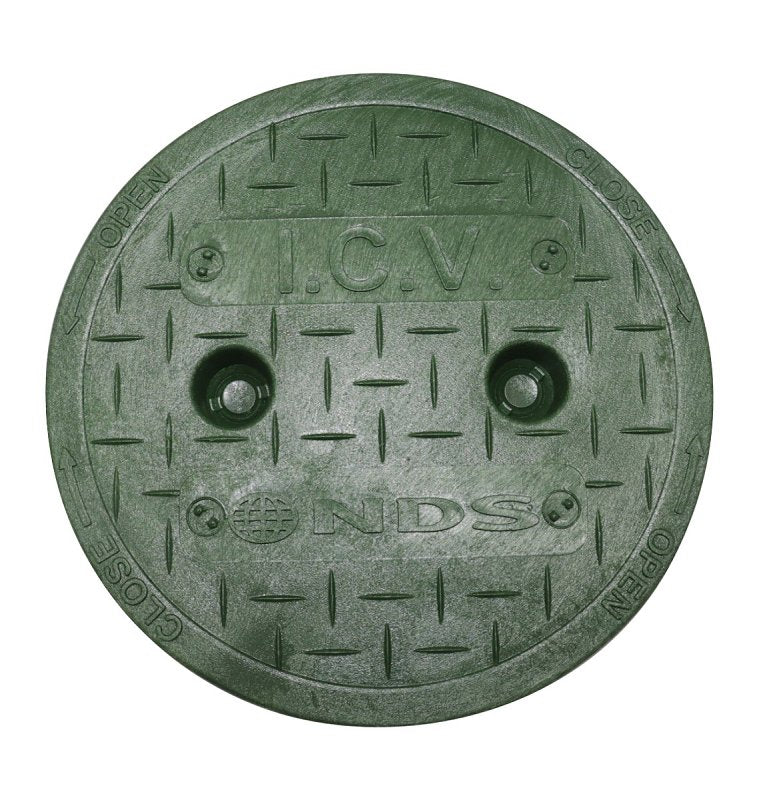 NDS Standard 107C Valve Box Cover, 6-1/2 in L, 6-1/2 in W, 3/4 in H, Polyolefin, Green