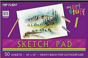 Top Flight 4807304 Sketch Pad, Drawing Sheet, 18 in L x 12 in W Sheet, 50-Sheet, Pack of 3