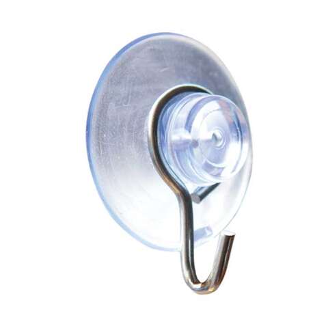 Crawford Medium Plastic Suction Cup Hook 1.6 in. L 1 pk, Pack of 80