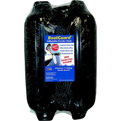 Taylor 2Pk Boatguard Fenders W/Fender Line, Black, 6″ x 22″