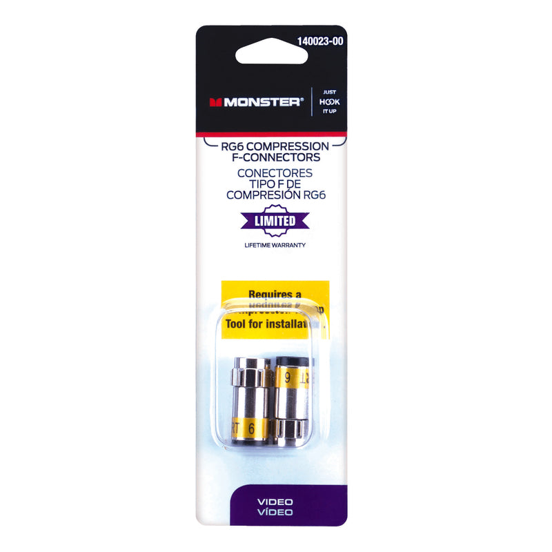 Monster Just Hook It Up Compression RG6 Compression Connector 2 pk
