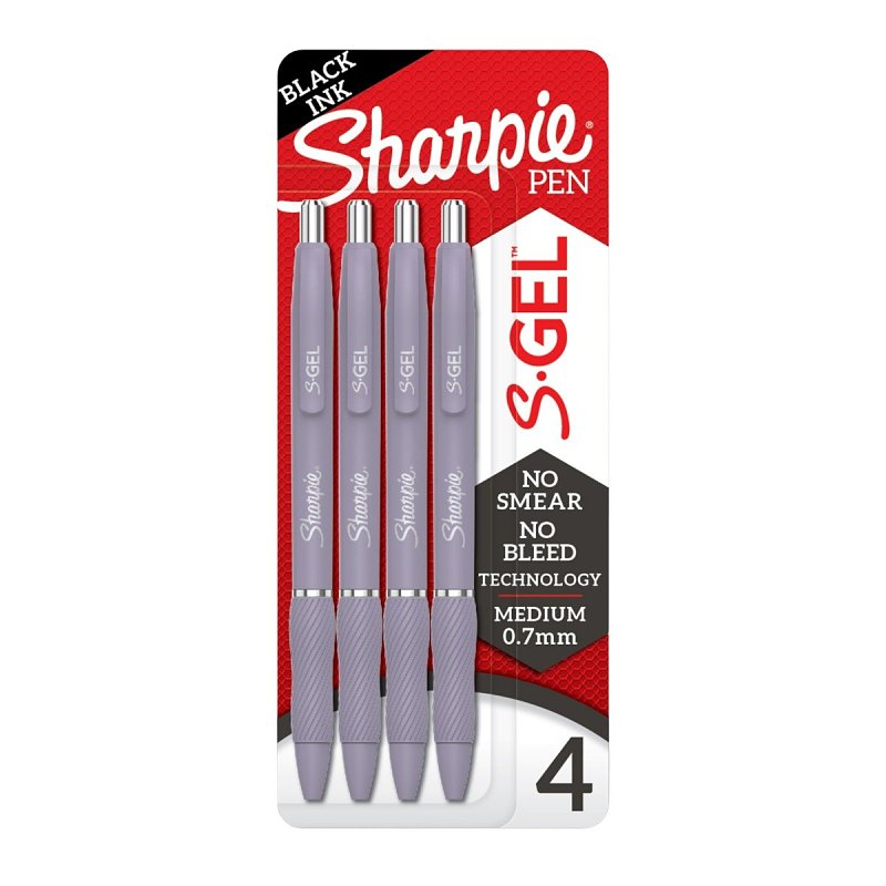 Sharpie S-Gel Series 2195670 Pen, 0.7 mm Tip, Medium Tip, Black Ink, Gel Ink, Contoured Grip