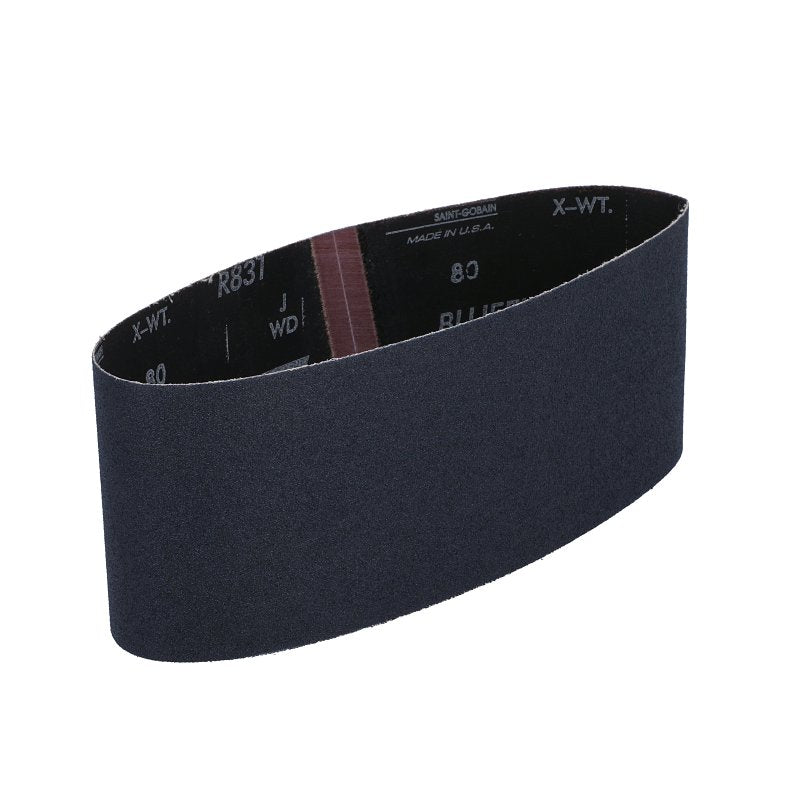Norton 05472 Sanding Belt, 4 in W, 24 in L, 80 Grit, Medium, Zirconia Aluminum Abrasive