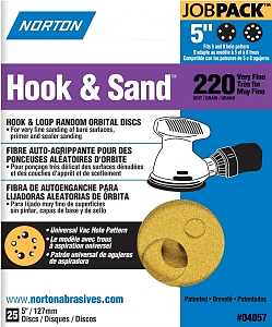 Norton 04057 Sanding Disc, 5 in Dia, Coated, Aluminum Oxide Abrasive, P220 Grit, Very Fine, C-Weight Paper Backing