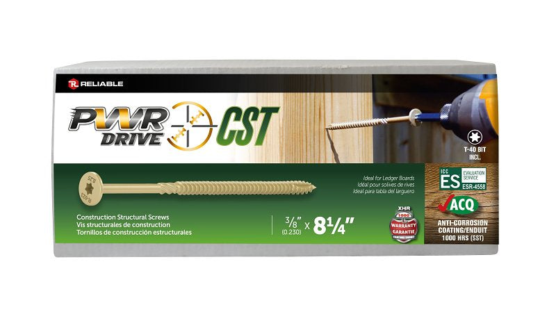 PWR DRIVE FTC17GO38814L General Construction Structural Screw, 3/8 in Thread, 8-1/4 in L, Coarse Thread, Star Drive