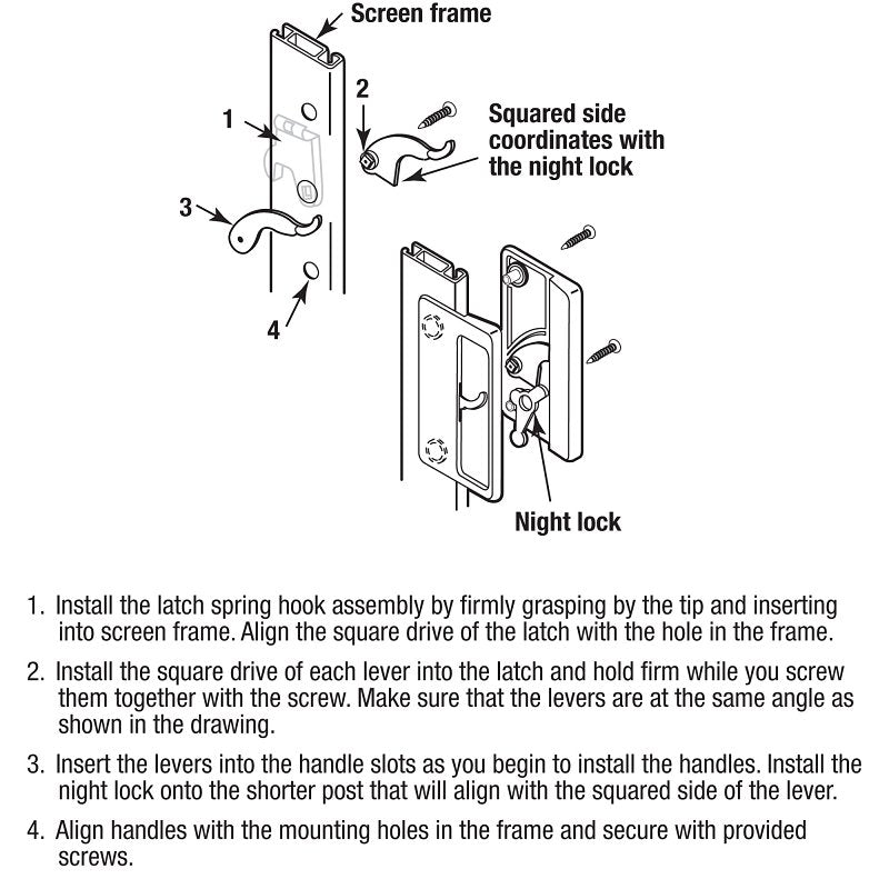 Prime-Line A 108 Door Handle and Latch, Plastic, 1-5/8 in Thick Door, For: 1-5/8 in Thick Screen Doors