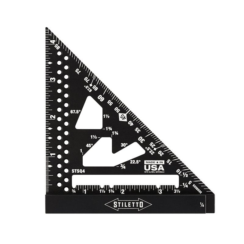 Stiletto STSQ4 Trim Square, 1/16 in Graduation, Aluminum, 4-1/2 in L, 3/4 in W