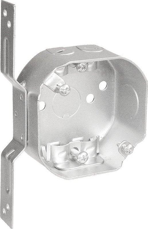 Southwire 54151-FR-UPC Octagon Box, 4 in OAW, 1-1/2 in OAD, 7 in OAH, 7-Knockout, Steel Housing Material, Silver