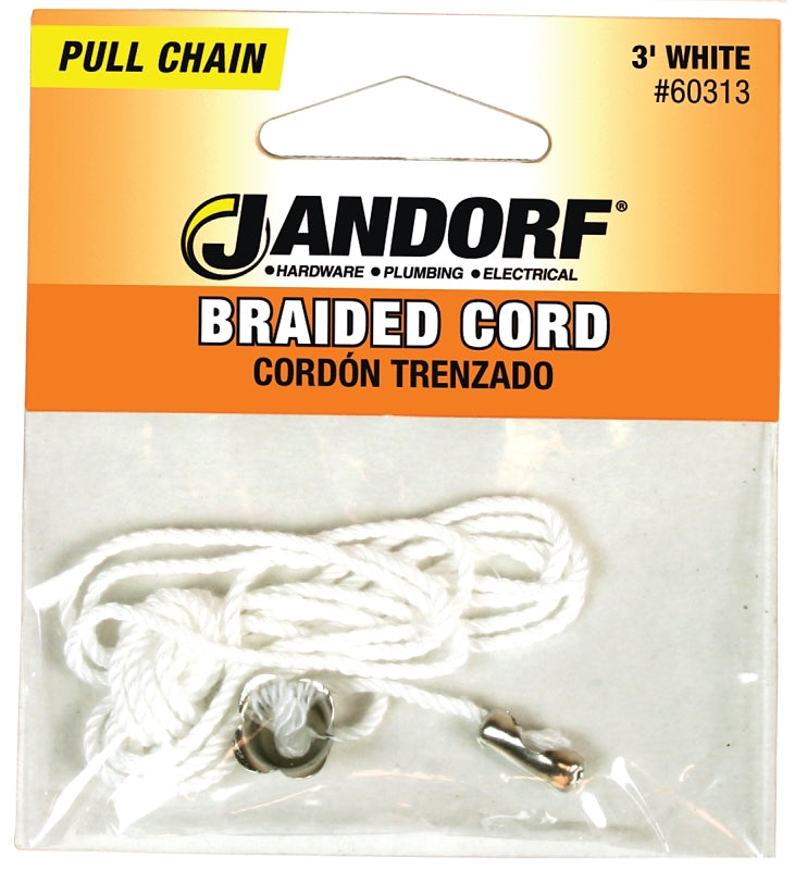 Jandorf 60313 Braided Cord, 3 ft L Chain, White
