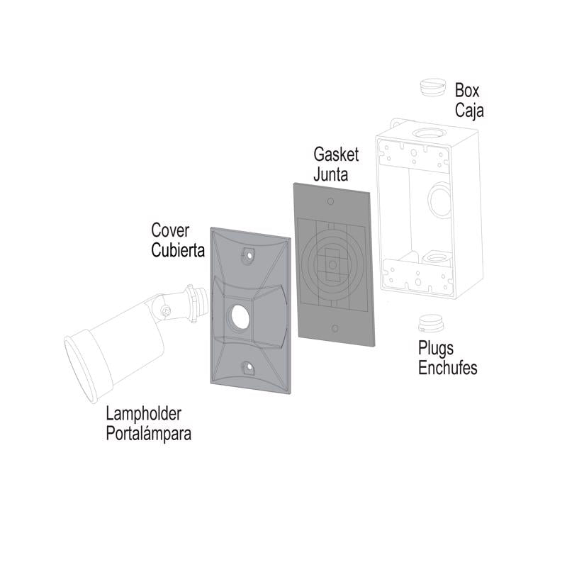 Sigma Engineered Solutions Rectangle Die-Cast Metal 1 gang 4.61 in. H X 2.85 in. W Lampholder Cover