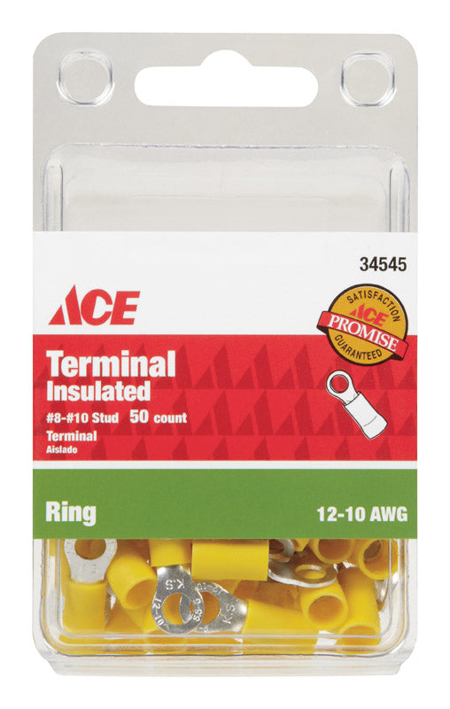 Ace Insulated Wire Ring Terminal Yellow 50 pk