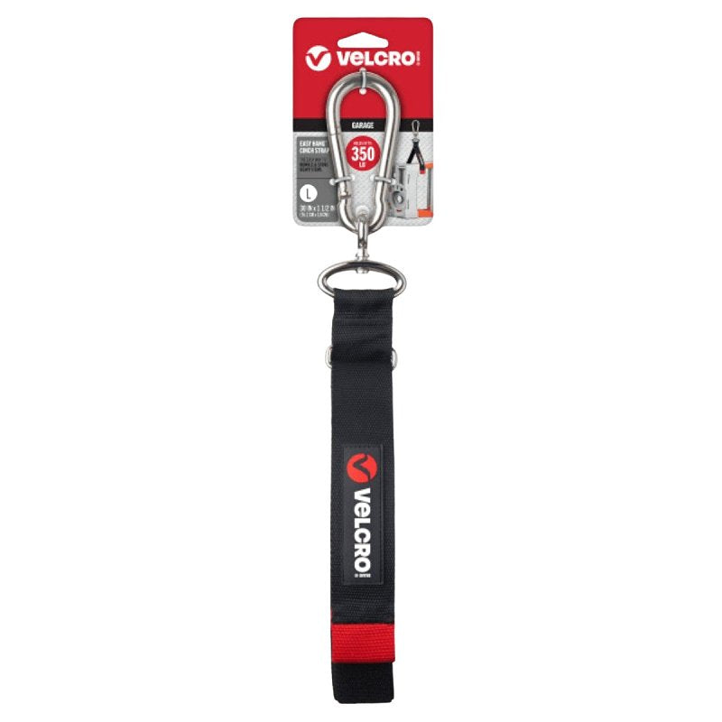 VELCRO Brand EASY HANG VEL-30803-USA Large-Size Heavy-Duty Cinch Strap, 1-1/2 in W, 30 in L, Polypropylene, Black