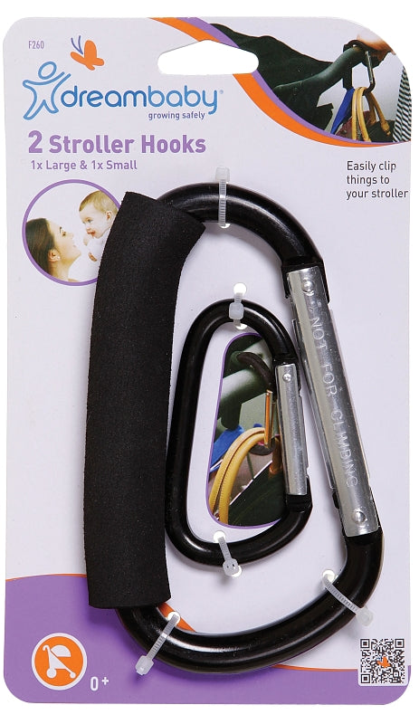 Dreambaby EZY-Fit Series L260 Stroller Hook, Jumbo, Aluminum, Black