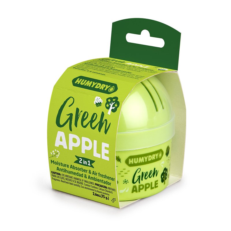 Humydry USA44125C12 Mini Moisture Absorber and Air Freshener, 2.6 oz, Apple, White, 100 sq-ft Coverage Area