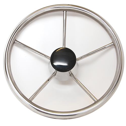 SeaDog 230211 11", 5-Spoke Stainless Steering Wheel w/Plastic Center Cap, 25° Dish