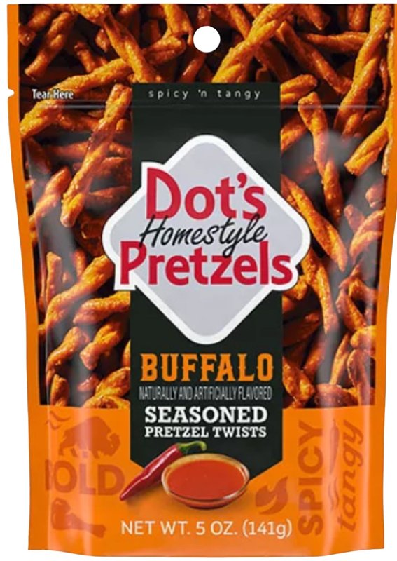 Dot's Homestyle Pretzels 80148 Pretzel Twist Snack, Solid, Buffalo, 5 oz Bag, Pack of 10