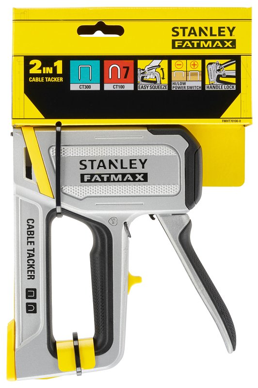 Fatmax FMHT70100 2-in-1 Cable Tacker, Flat, Round Staple, 8, 10, 11, 12, 14 mm L Leg